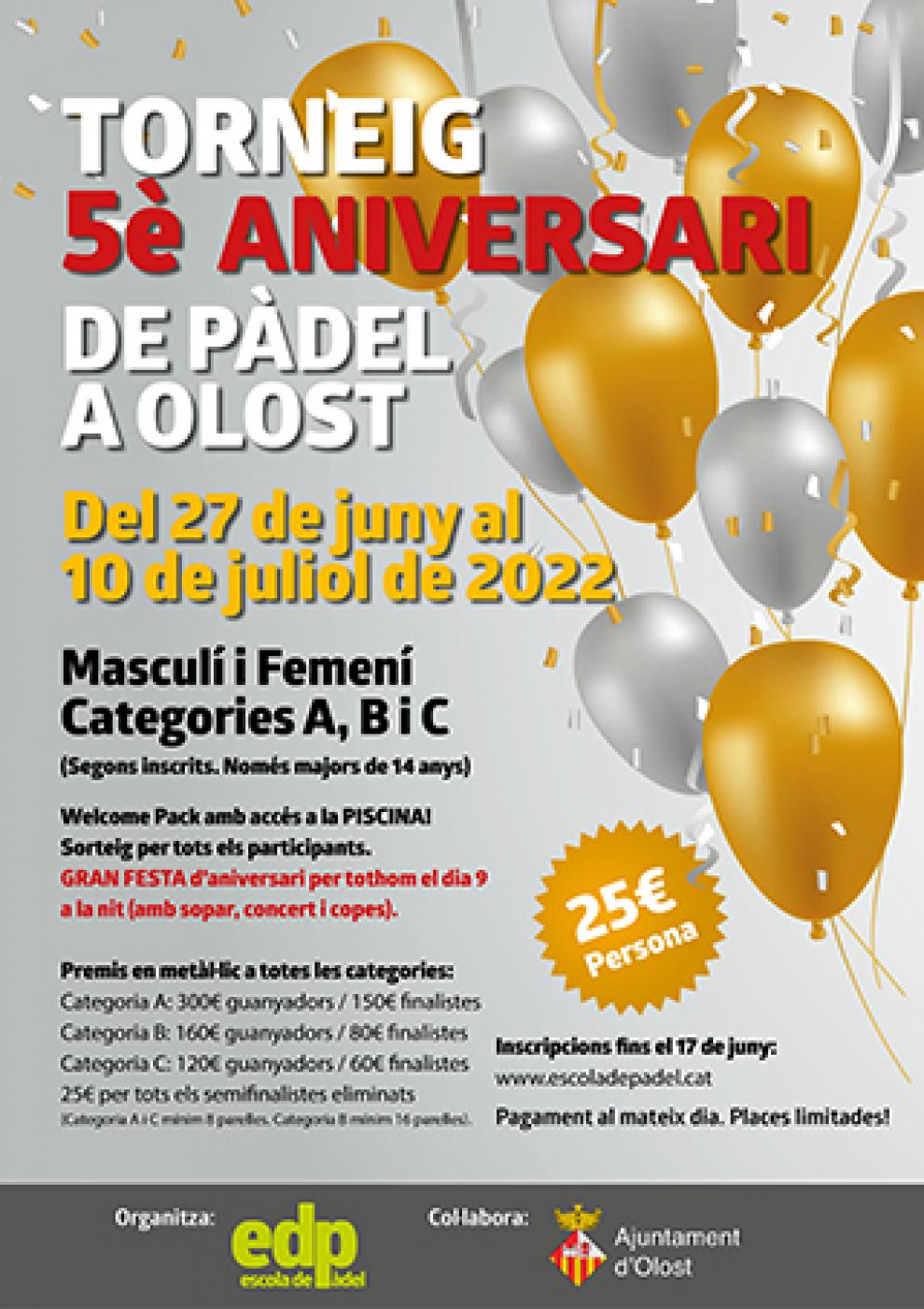 Torneig de pàdel 5è Aniversari